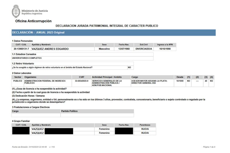 El documento que confirma la veracidad de la información de LA NACION sobre los departamentos en Miami del jefe de la DGI no declarados ante la OA